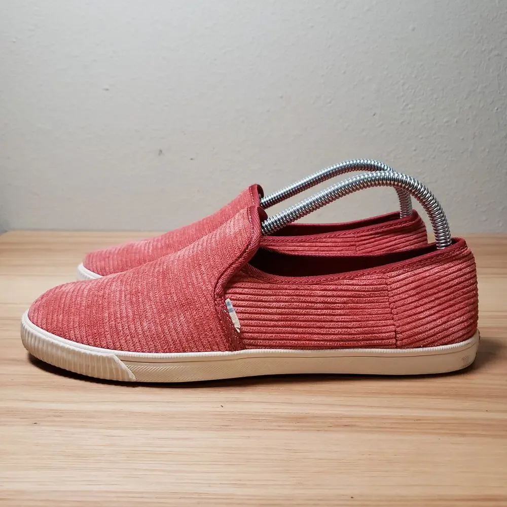 Toms Women's 9 Corduroy Slip On Casual Snekers Spice Red Rust‎ Fall Basic Comfy
